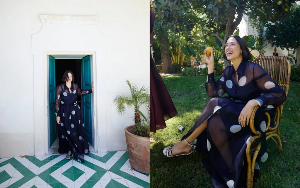 水玉模様のシアーワンピース