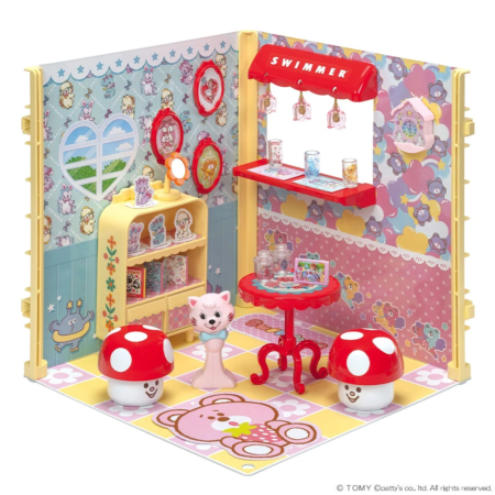 パステルカラーで装飾されたミニチュアの部屋のジオラマ