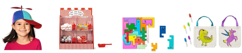 キャップ（プロペラ）、キャンディコンテナ、パズル、DIYトートバッグ