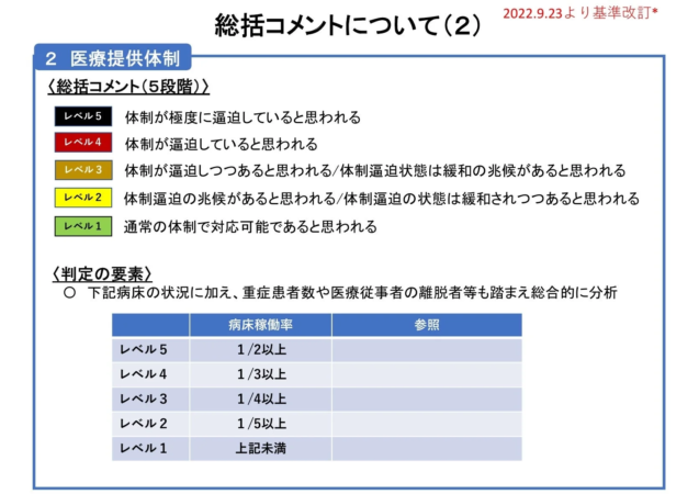 医療提供体制のレベル評価基準