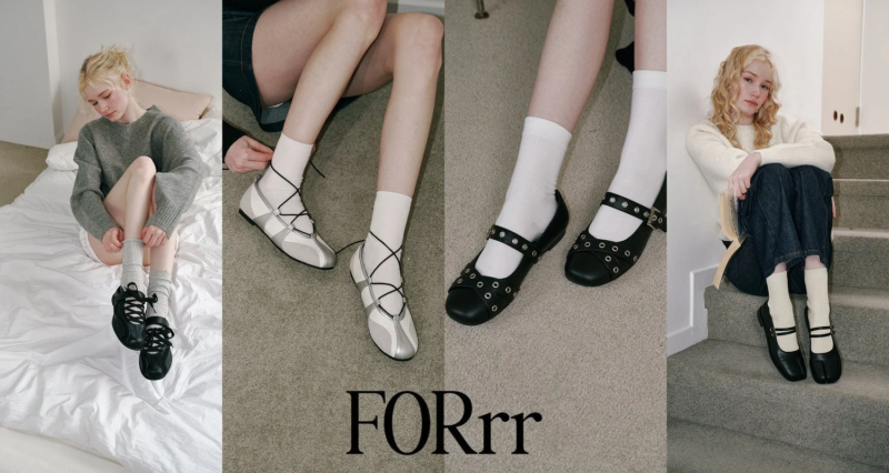 様々なFORrrのシューズを着用した女性モデルたち