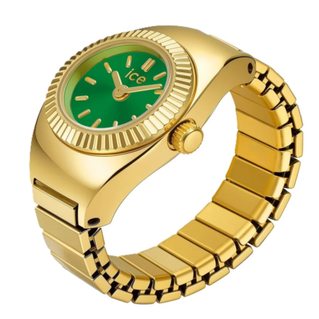 金色の伸縮性バンドが付いたリングウォッチ