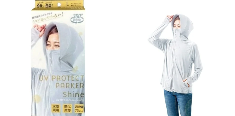 アルファックス 接触冷感 UVプロテクトパーカーシャイン アイスブルー