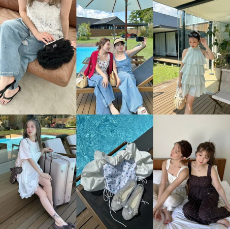 女性たちのファッションとライフスタイルをテーマにしたコラージュ画像