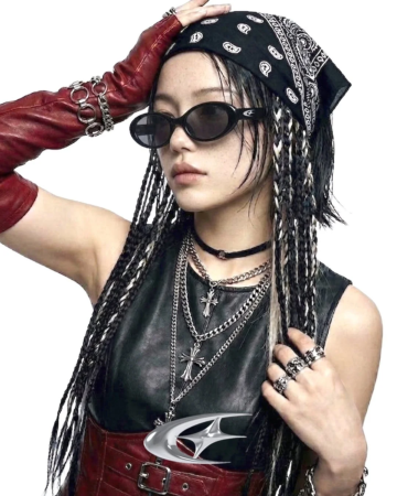 エッジィなストリートファッションの人物