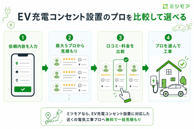 ミツモアのEV充電コンセント設置サービス