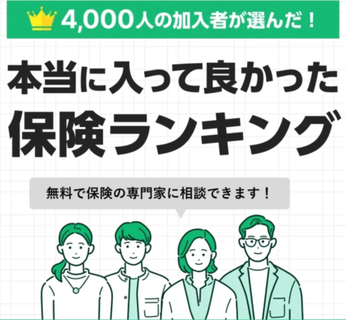 4,000人の加入者が選んだ！ 本当に入って良かった保険ランキング 無料で保険の専門家に相談できます！