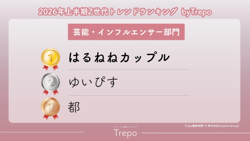 芸能・インフルエンサー部門のランキング