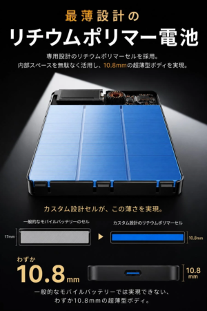 最薄設計のリチウムポリマー電池
