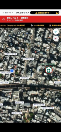 避難指示発令中のdroptipマップ
