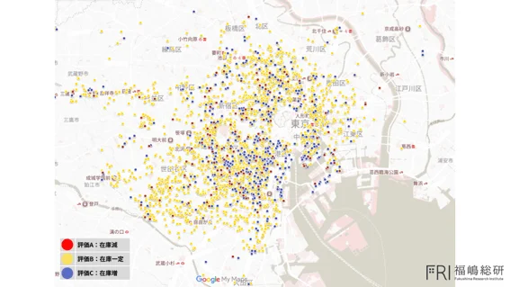 在庫状況の地図