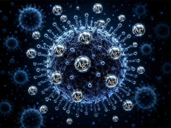 銀イオンが微生物を取り囲むイメージ
