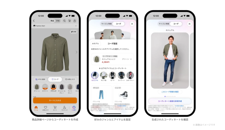 AIがコーディネートから洋服選びをサポートする AIおまかせコーディネート