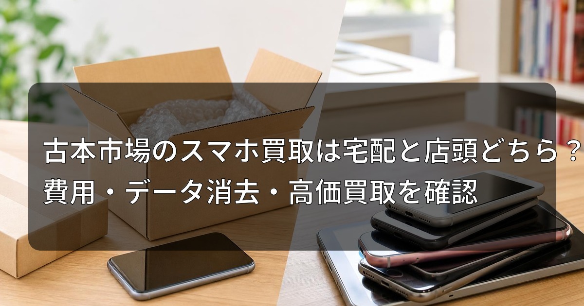 古本市場のスマホ買取は宅配と店頭どちら？費用・データ消去・高価買取を確認
